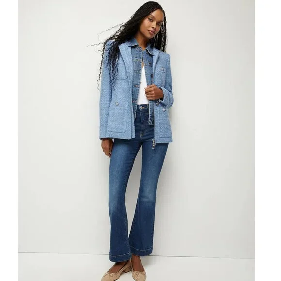 Veronica Beard Agni Dickey Jacket Skylight Tweed Zip Jacket Fit is LG New Tags - Picture 4 of 10